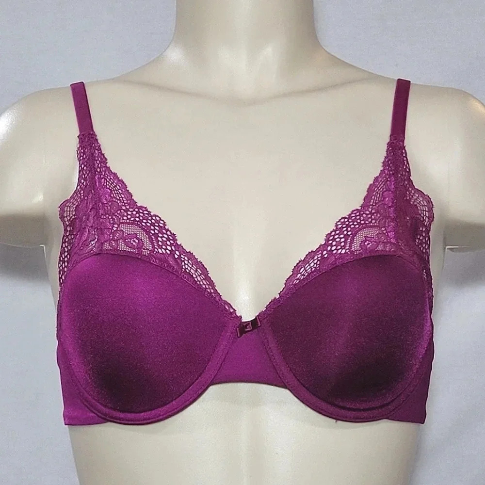 34B Lily Of France‎ Extreme Lacy Looks Lined UW Bra Magenta NWT
